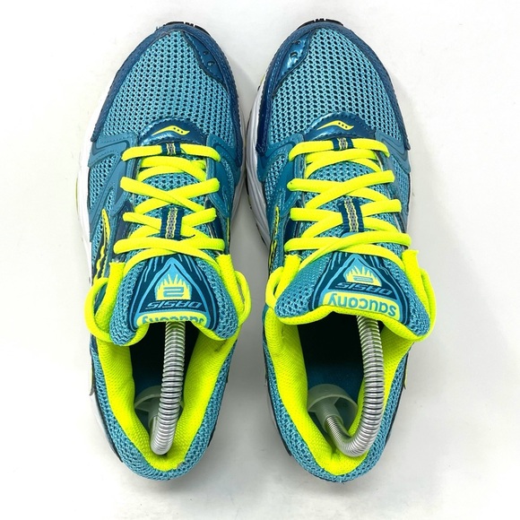 Saucony‎ Oasis 2 Athletic Sneaker Turquoise Blue Yellow Womens 7 - Picture 7 of 9